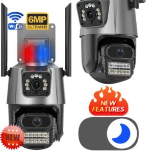 New Dual Lens Outdoor WiFi PTZ  Auto Tracking Waterproof Night Vision Home Security CCTV Camera